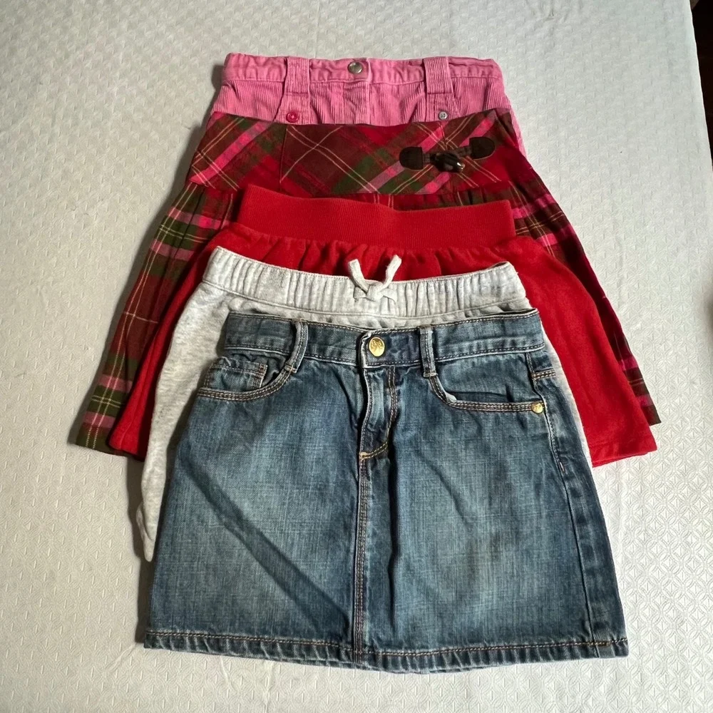 Girls Skirt Bundle Size 5-6 Gymboree Denim Corduroy Plaid 5pc Lot Preppy BTS